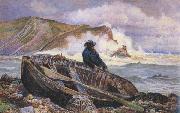 William henry millair A Fisherman with his Dinghy at Lulworth Cove (mk46) oil painting picture wholesale